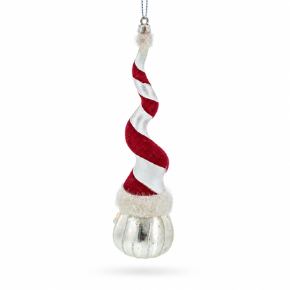 Santa with Quirky Twisted Hat Glass Christmas Ornament