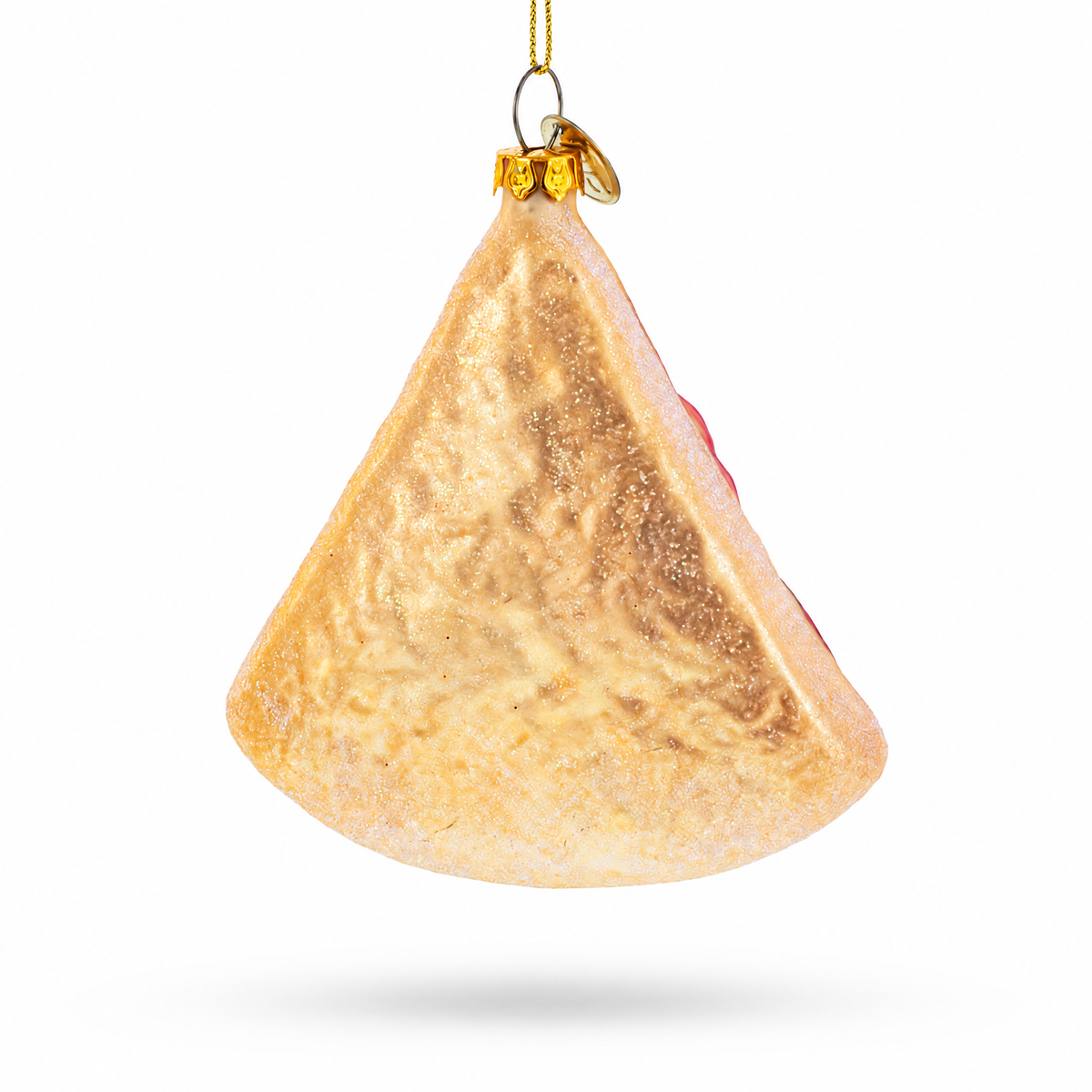Slice of Pepperoni Pizza Glass Christmas Ornament
