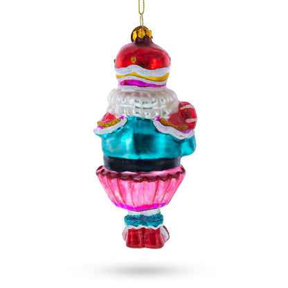 Nutcracker with Cupcake Glass Christmas Ornament