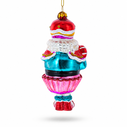Nutcracker with Cupcake Glass Christmas Ornament