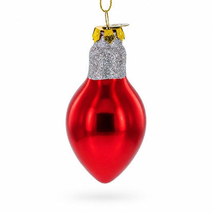 Red Festive Light Bulb Glass Christmas Ornament
