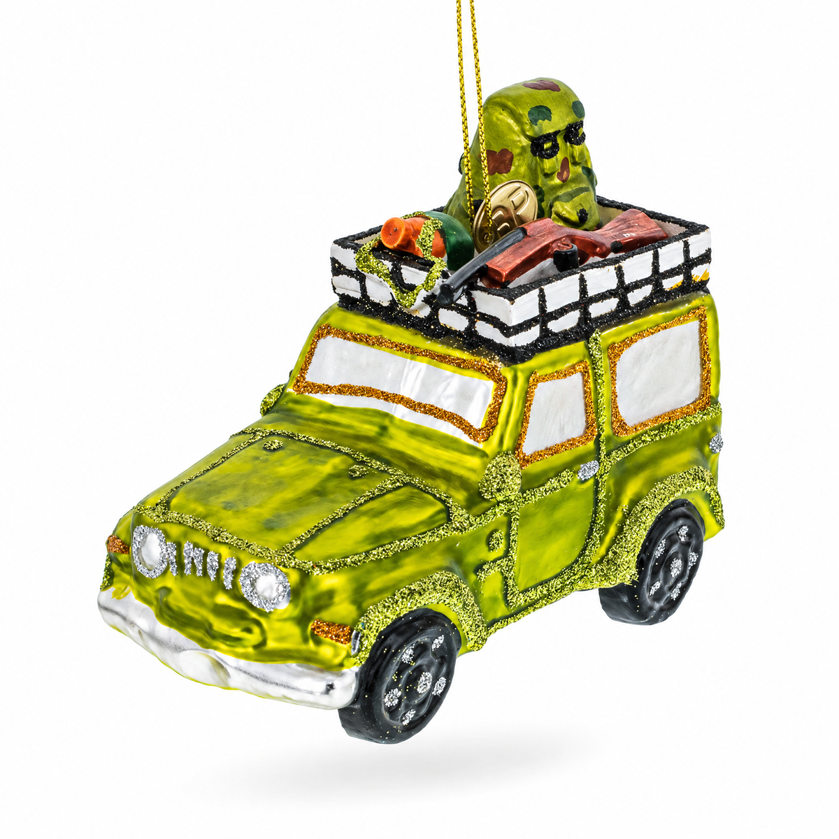 Off-Road Safari Adventure Vehicle Glass Christmas Ornament