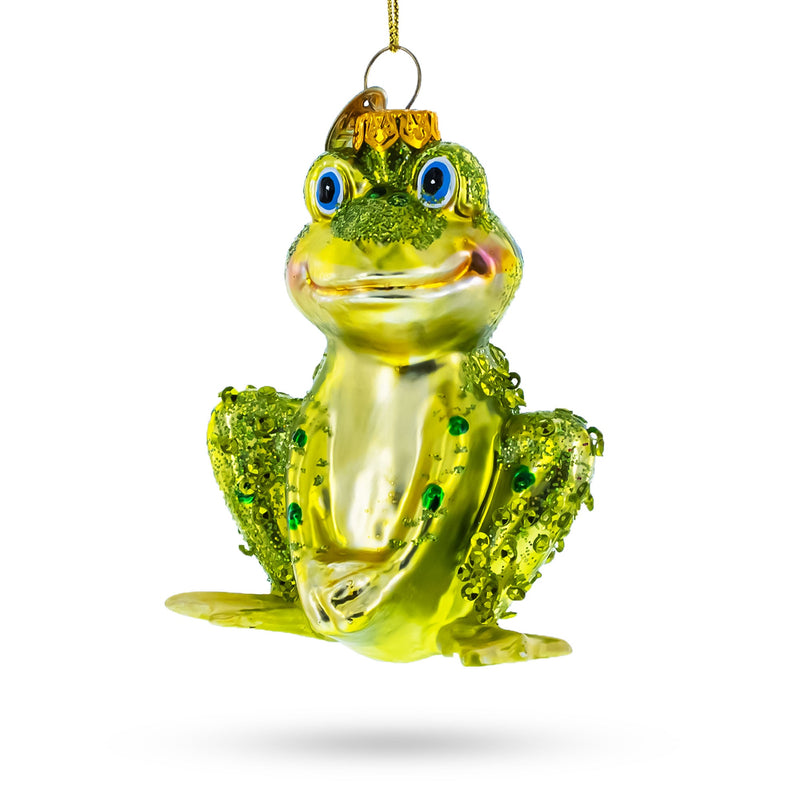 Shimmering Frog Glass Christmas Ornament