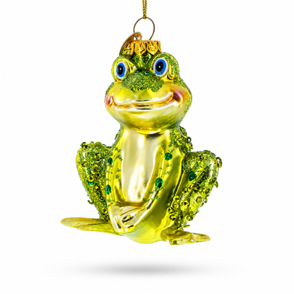Shimmering Frog Glass Christmas Ornament