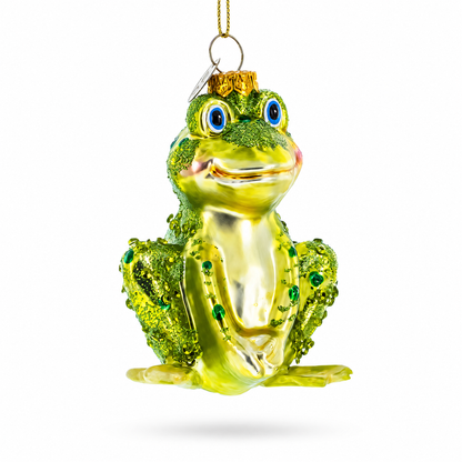Shimmering Frog Glass Christmas Ornament