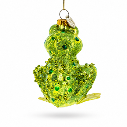 Shimmering Frog Glass Christmas Ornament