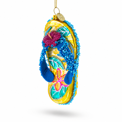 Beaded Flip Flops Glass Christmas Ornament