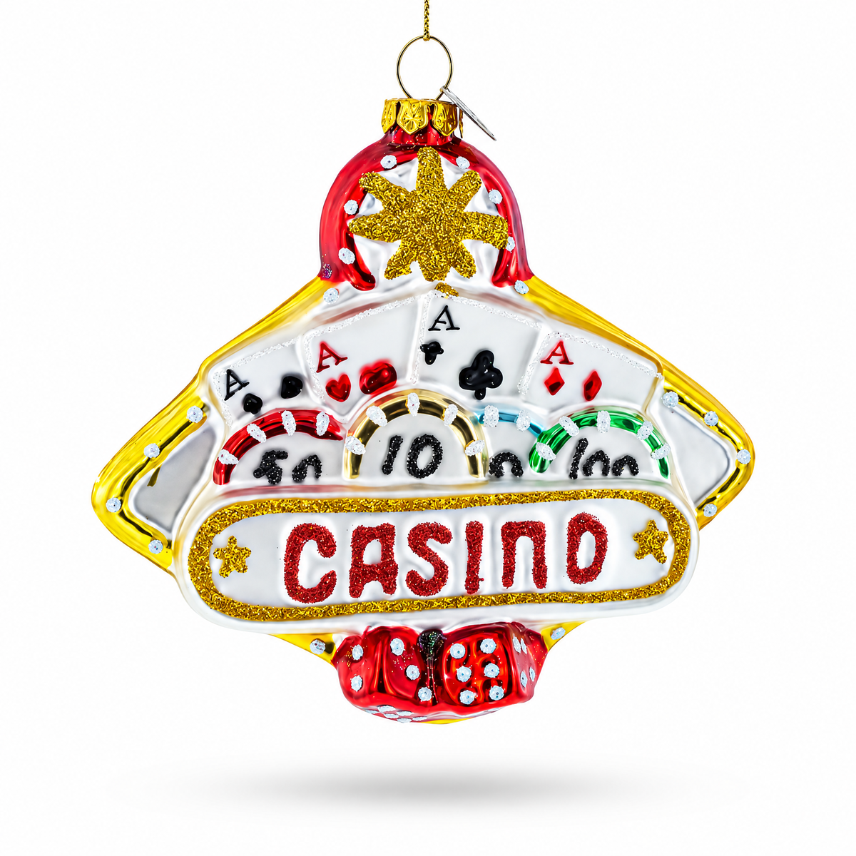 Casino Sign Glass Christmas Ornament