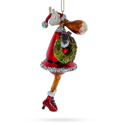 Reindeer Lady Adorned with Wreath Glass Christmas Ornament