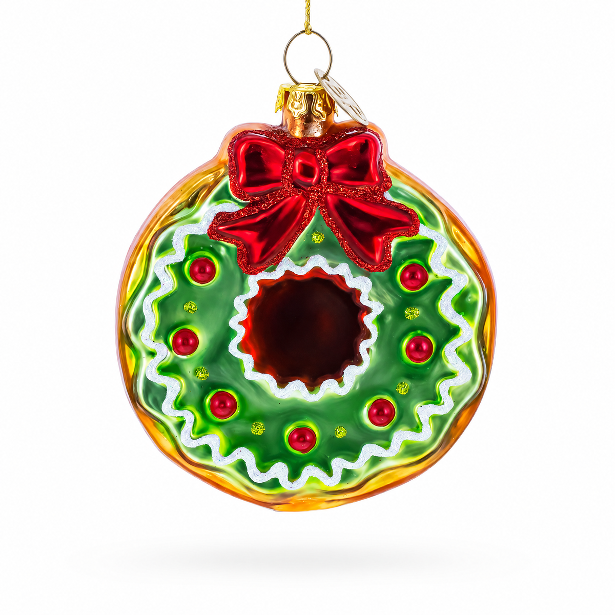 Frosted Green Donut Glass Christmas Ornament