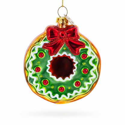 Frosted Green Donut Glass Christmas Ornament