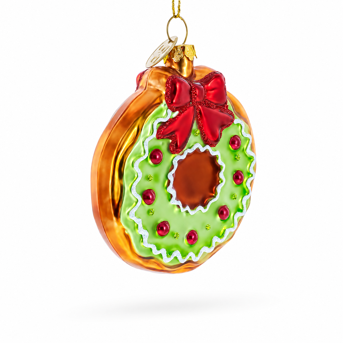 Frosted Green Donut Glass Christmas Ornament