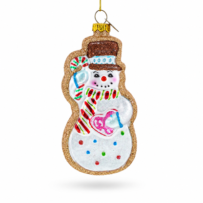 Festive Snowman Cookie Glass Christmas Ornament