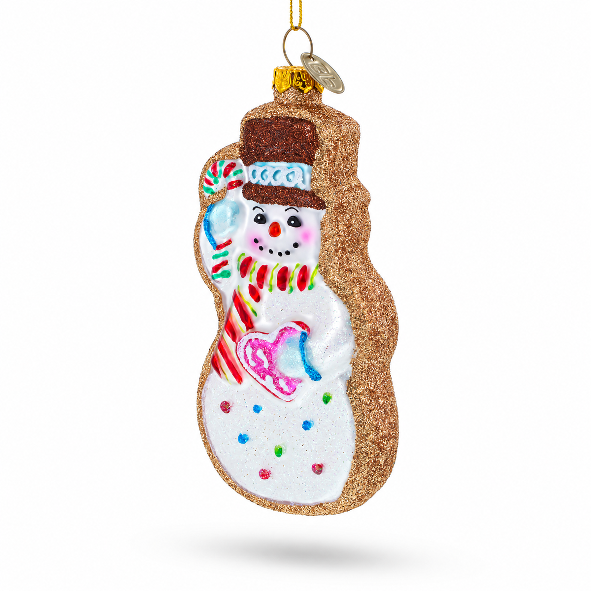 Festive Snowman Cookie Glass Christmas Ornament