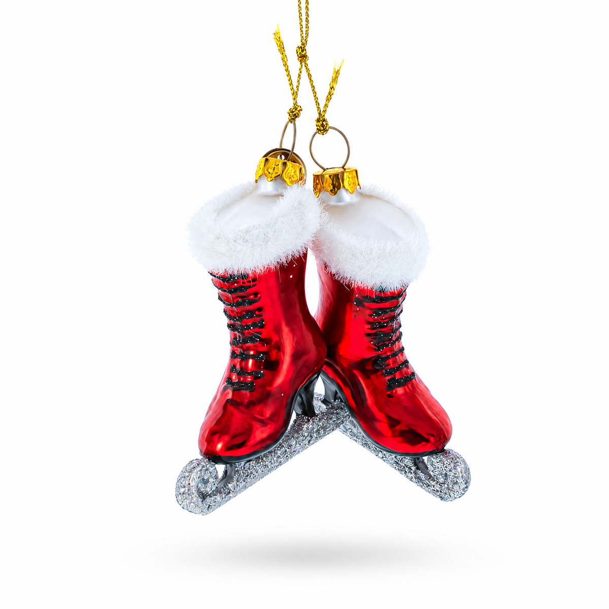 Red Skates Glass Christmas Ornament