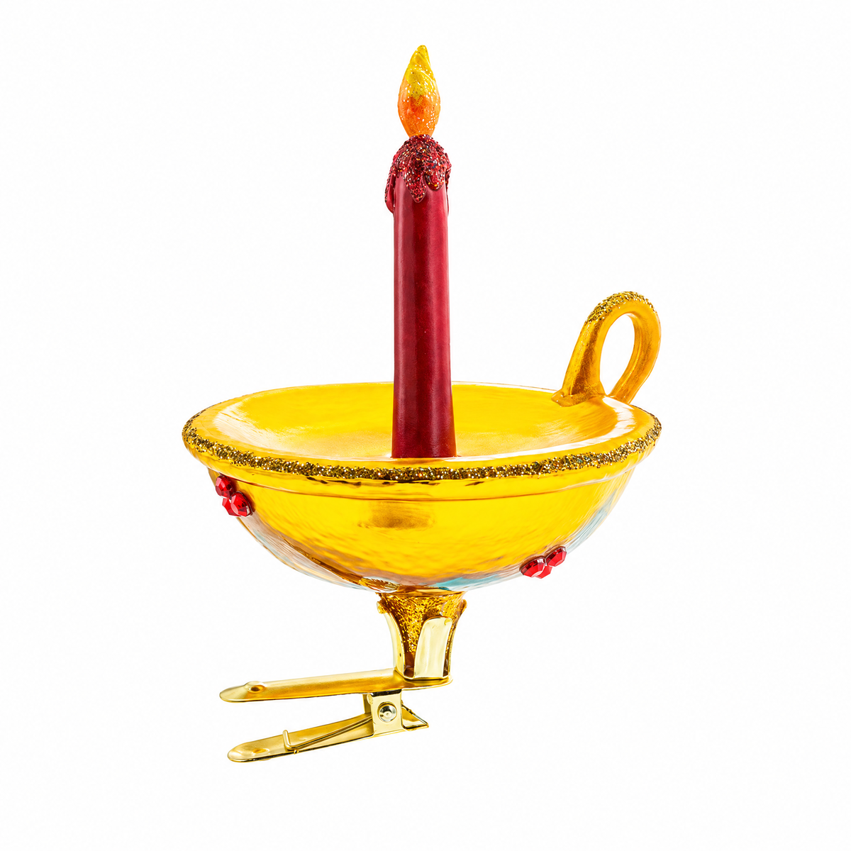 Gleaming Red Candle Glass Christmas Ornament