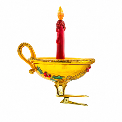 Gleaming Red Candle Glass Christmas Ornament