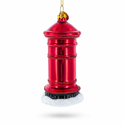 Red Mailbox with Letter to Santa Glass Christmas Ornament