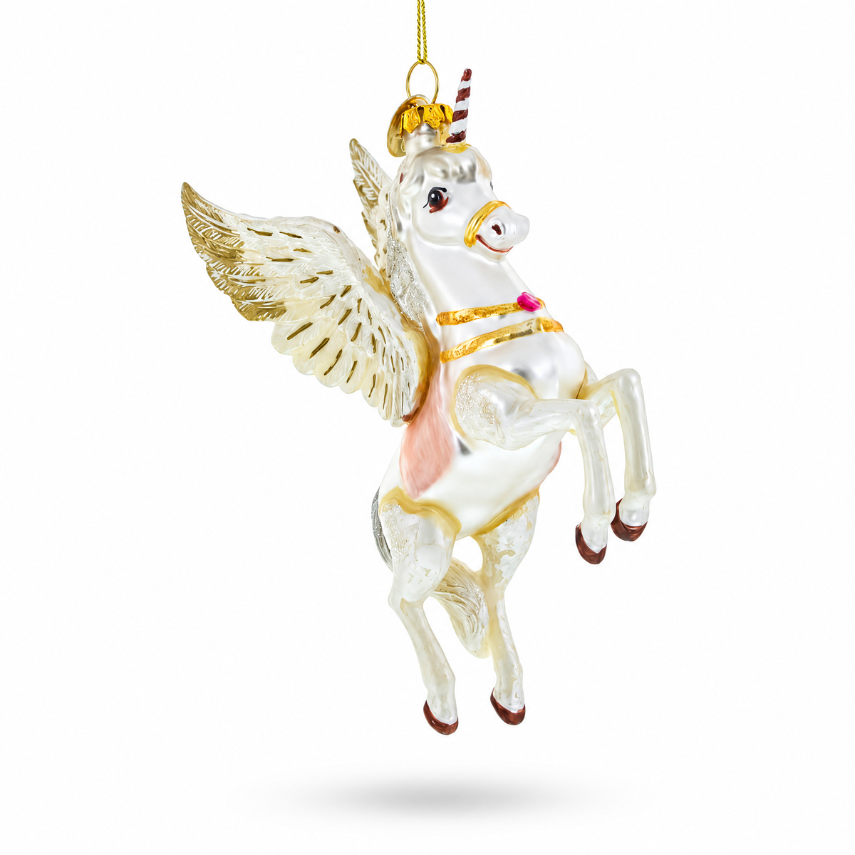 White Unicorn Glass Christmas Ornament