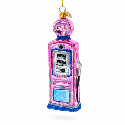 Vintage Retro Gas Pump Glass Christmas Ornament