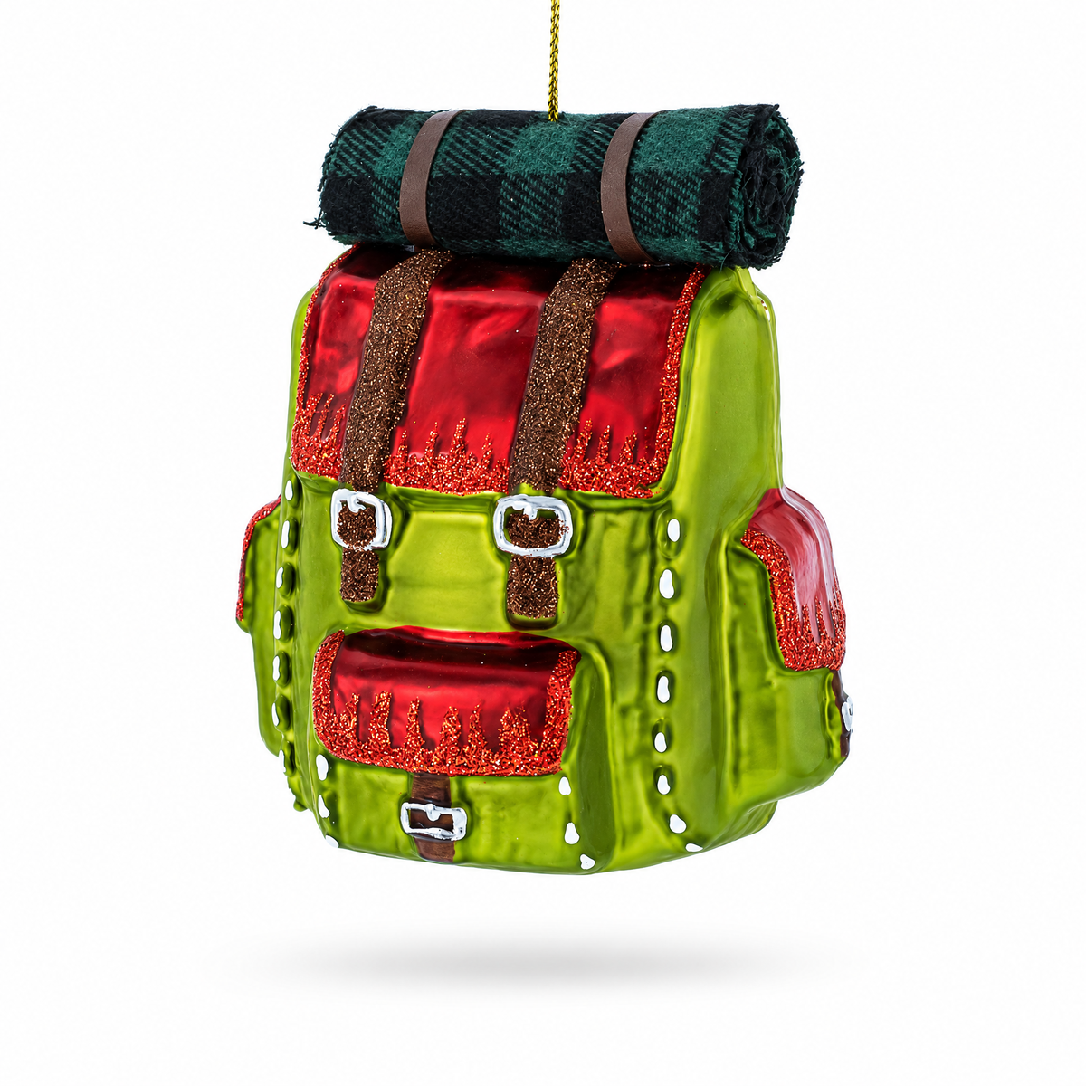 Hiking Backpack Glass Christmas Ornament