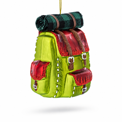 Hiking Backpack Glass Christmas Ornament