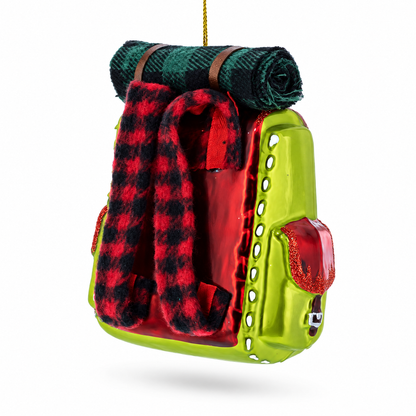 Hiking Backpack Glass Christmas Ornament