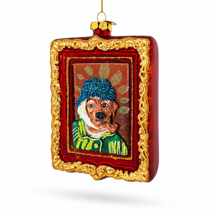 Van Gogh Inspired Dog Portrait Glass Christmas Ornament