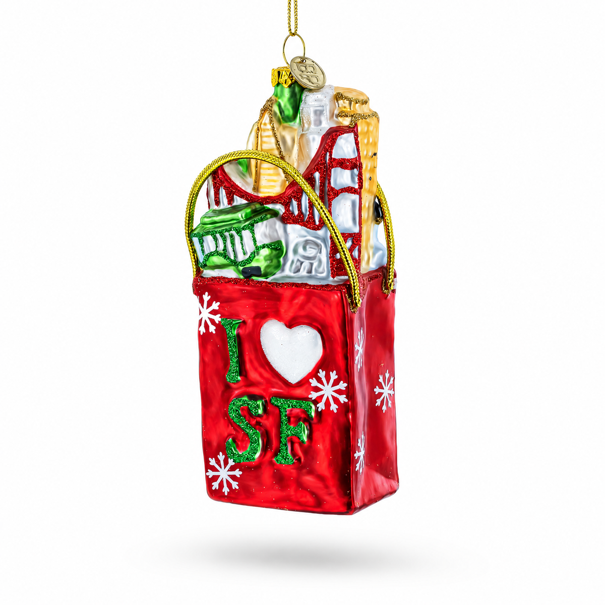I Love San Francisco Glass Christmas Ornament