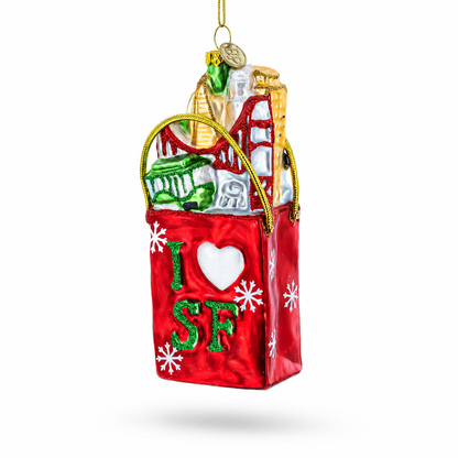 I Love San Francisco Glass Christmas Ornament