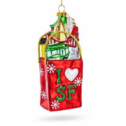 I Love San Francisco Glass Christmas Ornament