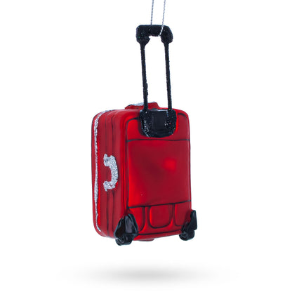 Vintage Red Luggage Glass Christmas Ornament