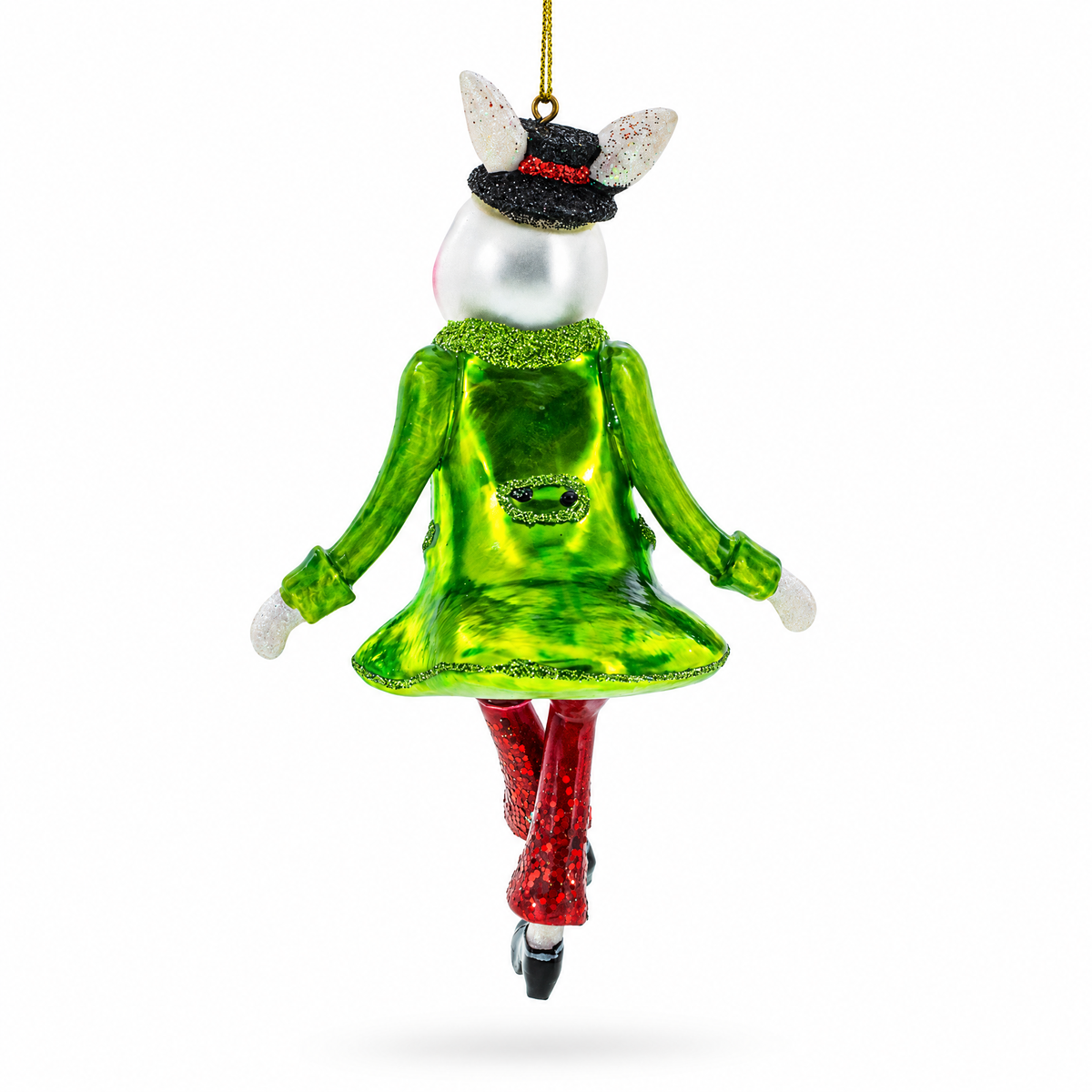 Alice in Wonderland A Dancing Hare Glass Christmas Ornament