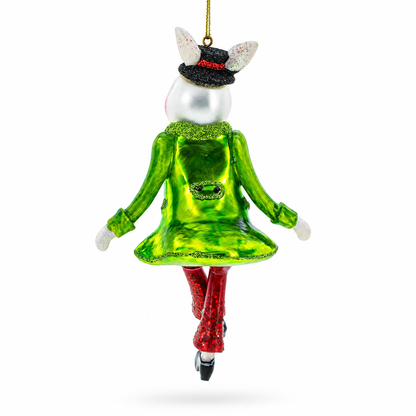 Alice in Wonderland A Dancing Hare Glass Christmas Ornament