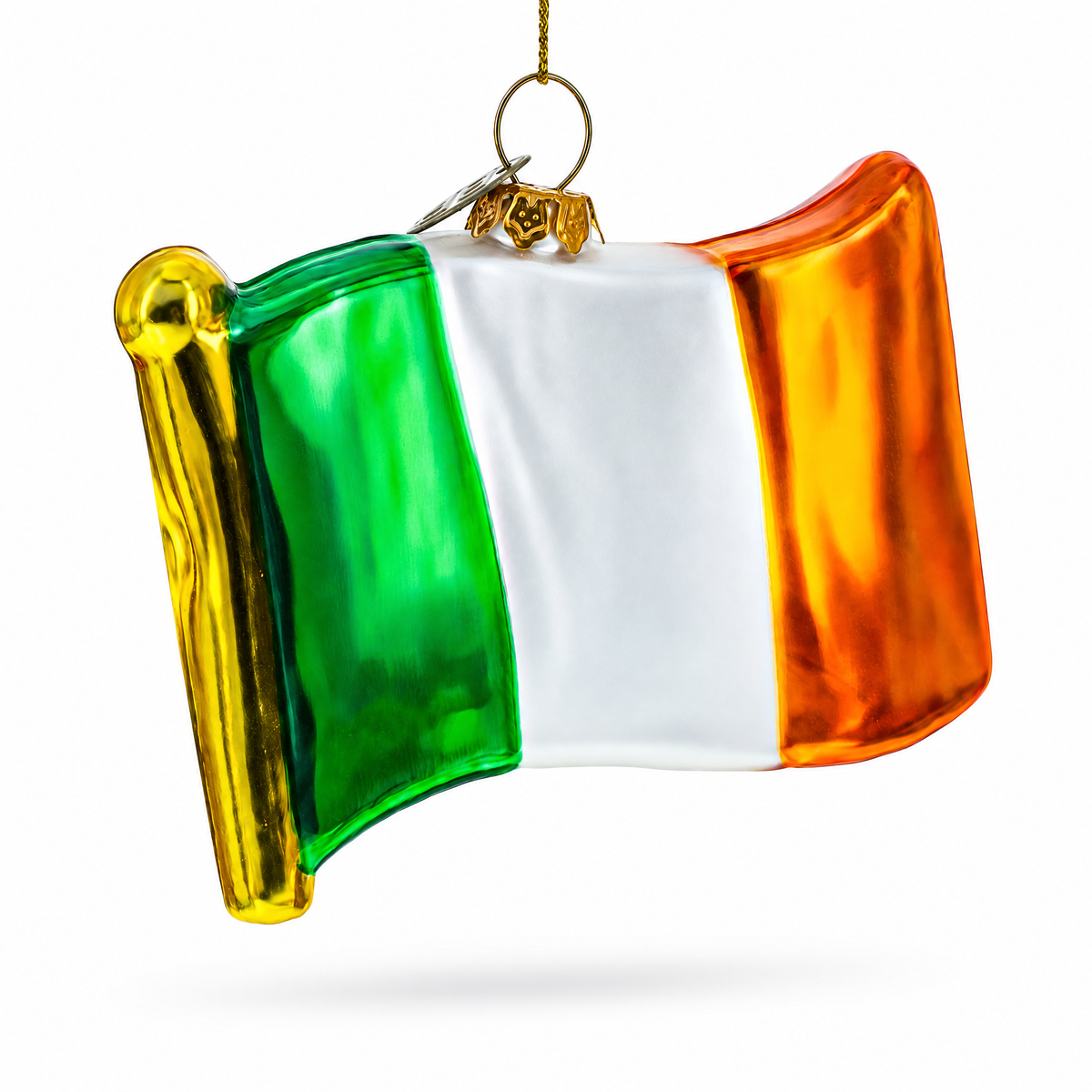 Waving Flag of Ireland Glass Christmas Ornament