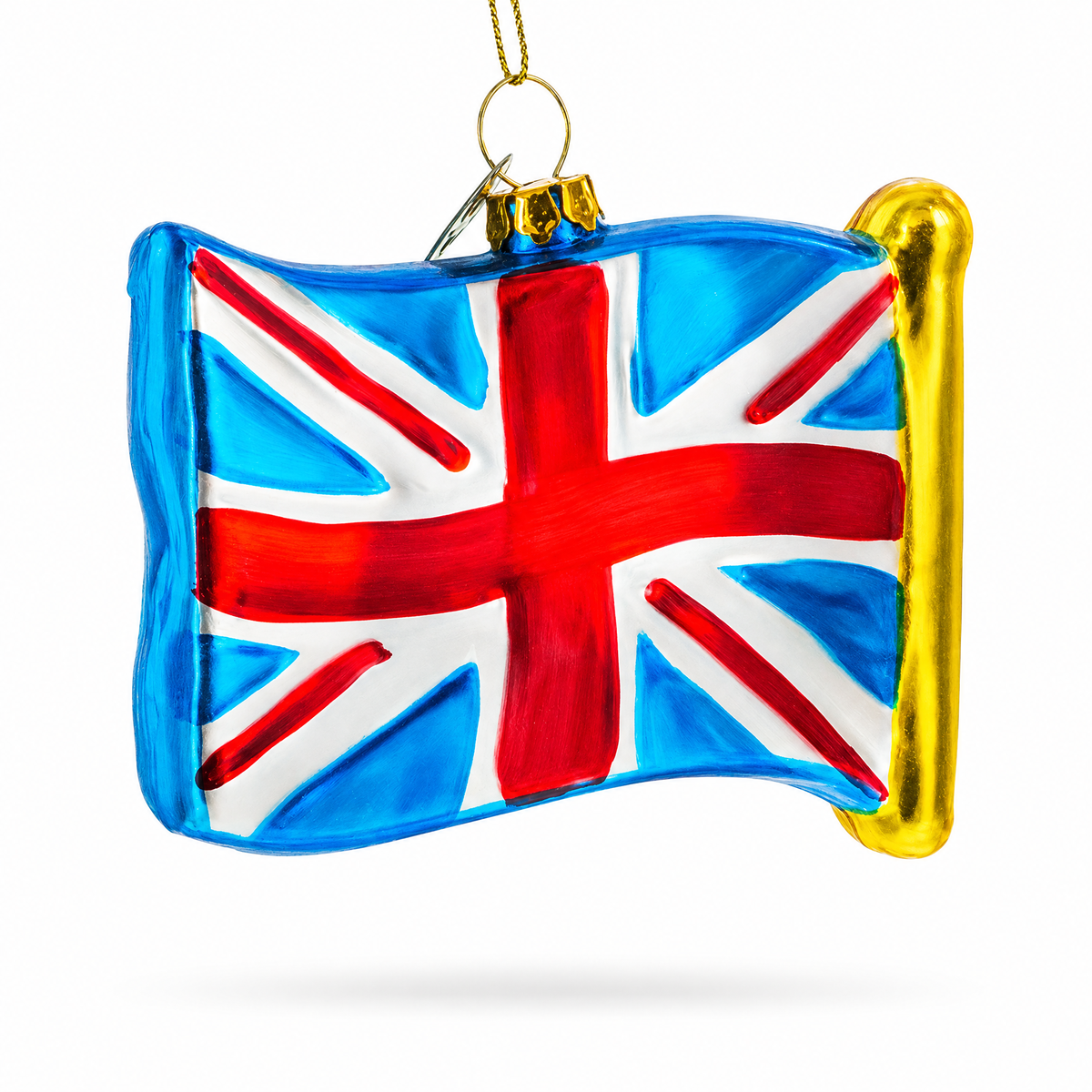 Waving Flag of United Kingdom Glass Christmas Ornament