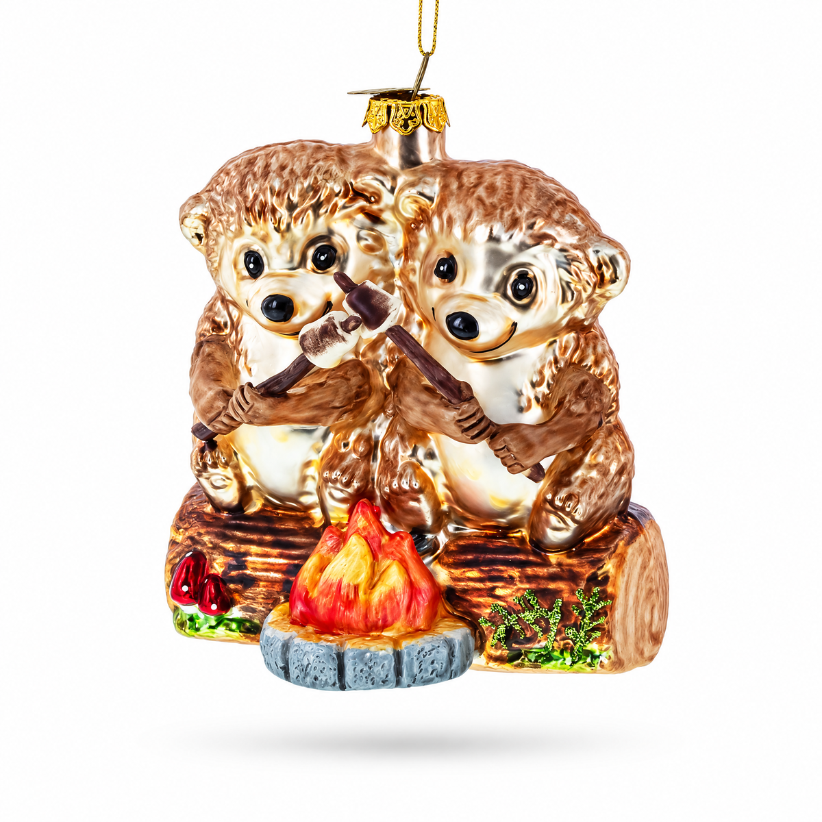 Wombats Roast Marshmallow Glass Christmas Ornament