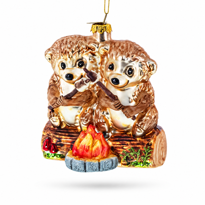 Wombats Roast Marshmallow Glass Christmas Ornament