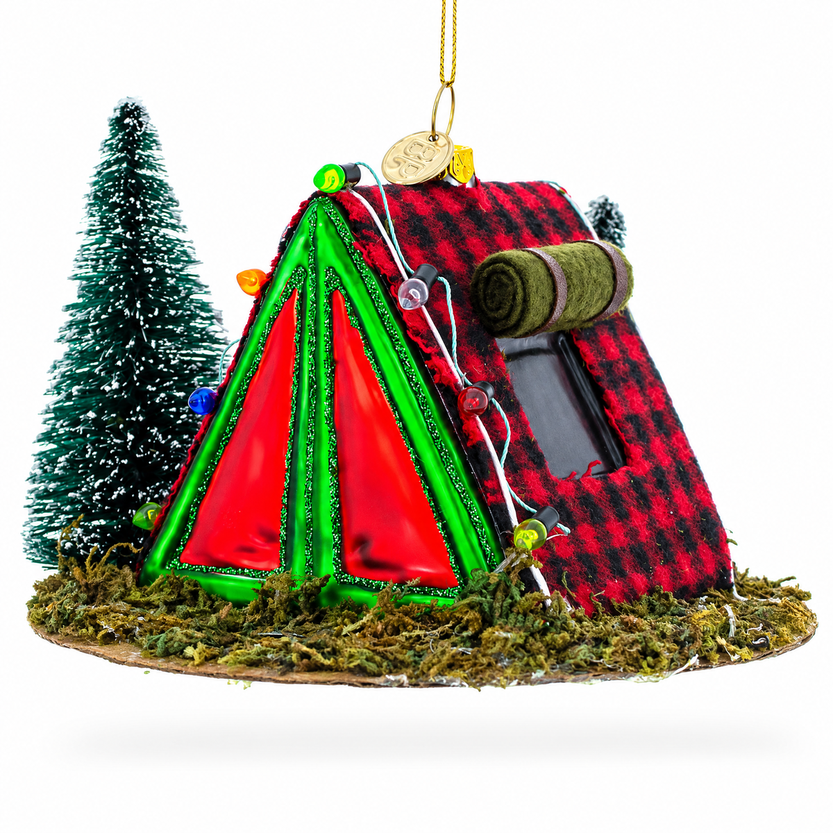 Shelter in the Woods Glass Christmas Ornament