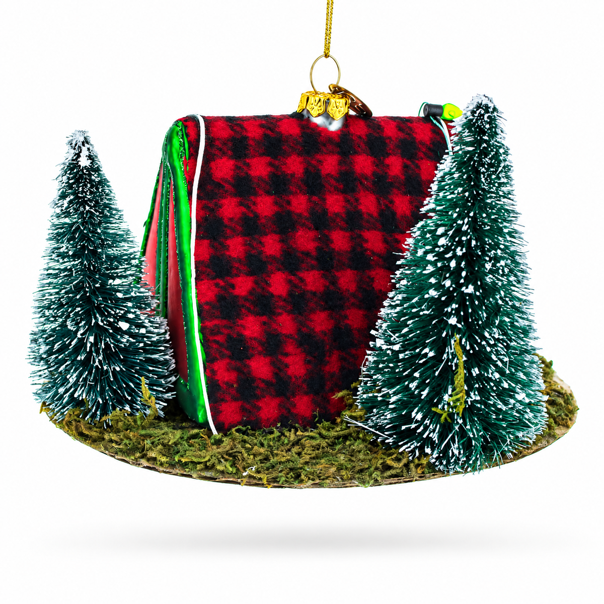 Shelter in the Woods Glass Christmas Ornament