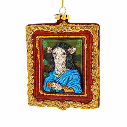 Mona Lisa Sheep Glass Christmas Ornament
