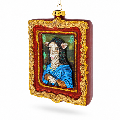 Mona Lisa Sheep Glass Christmas Ornament