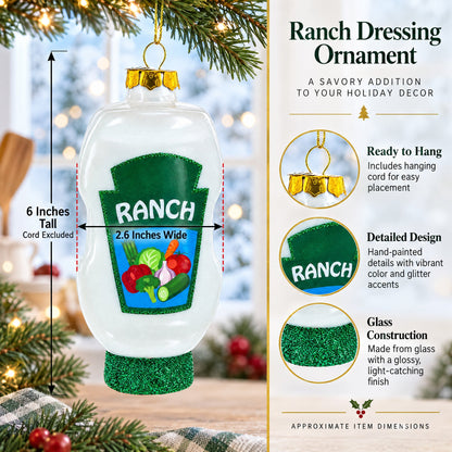Ranch Dressing Glass Christmas Ornament