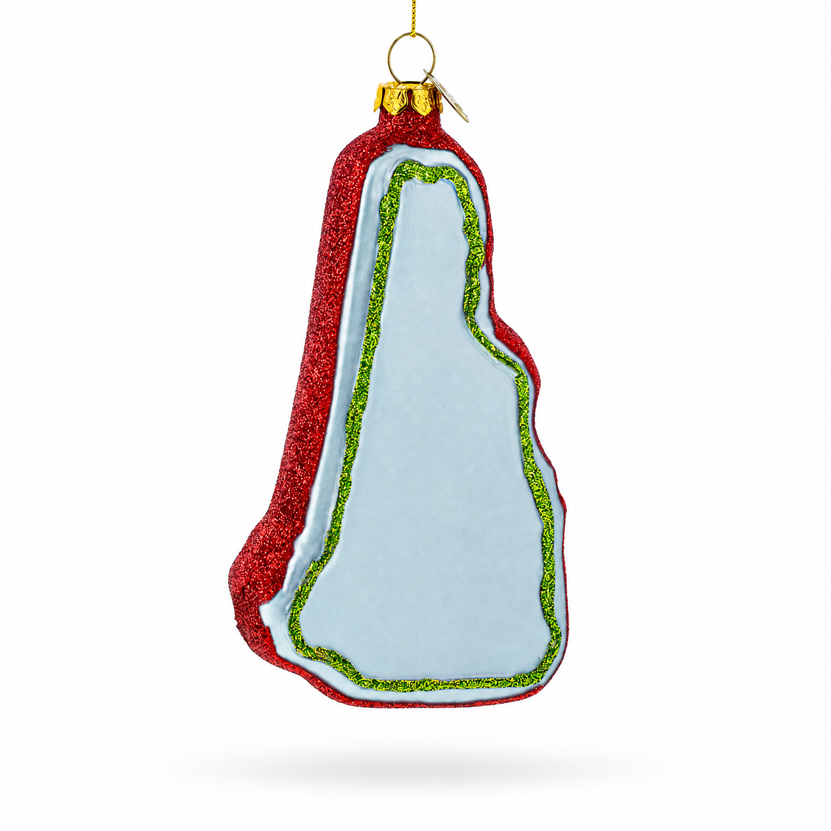 State of New Hampshire Symbols, USA Glass Christmas Ornament