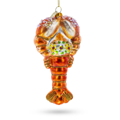 Lobster with Beads Glass Christmas Ornament