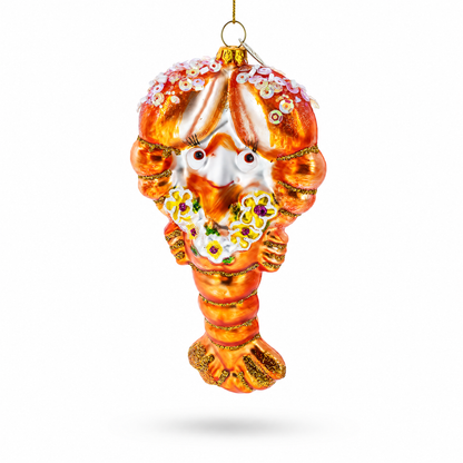 Lobster with Beads Glass Christmas Ornament