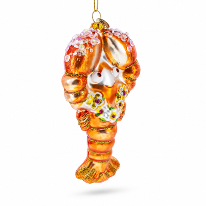 Lobster with Beads Glass Christmas Ornament