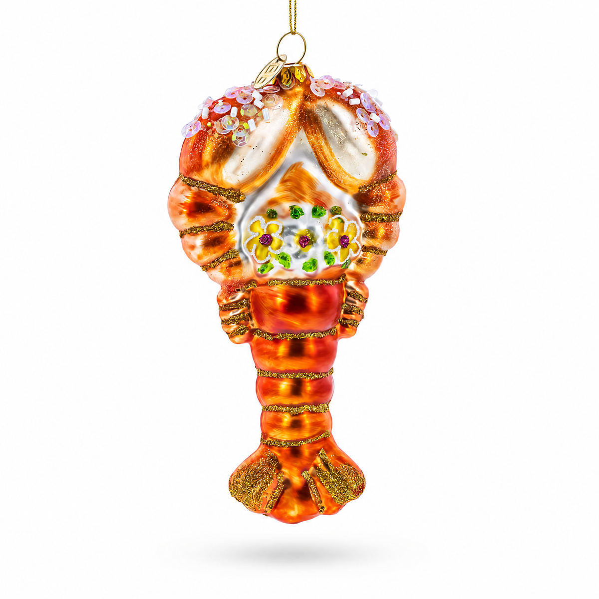 Lobster with Beads Glass Christmas Ornament