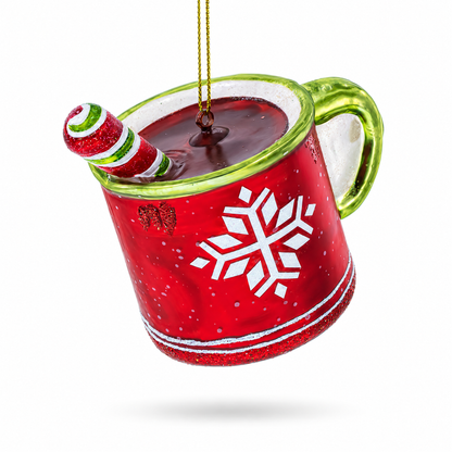 Cup with Candy Cane Drink Glass Christmas Ornament