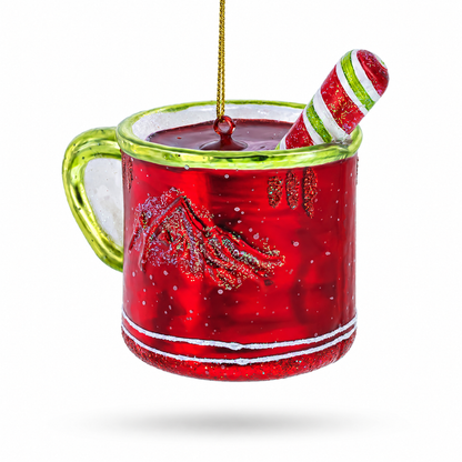 Cup with Candy Cane Drink Glass Christmas Ornament